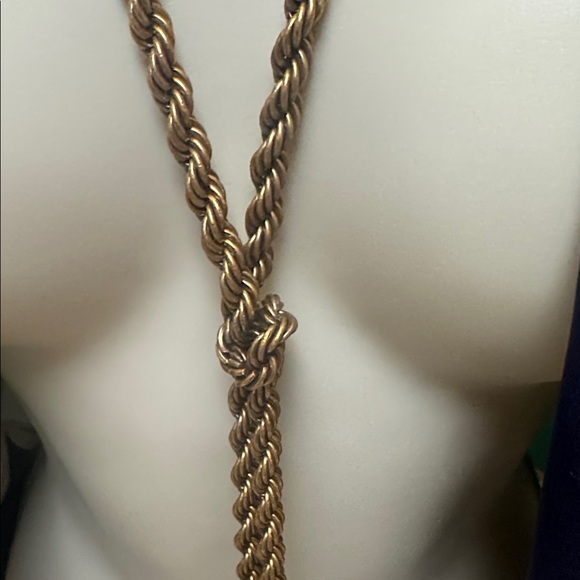 Chico’s Gold Tone Rope Chain Tassel Lariat Necklace Adjustable (BR666/7) - Picture 7 of 11